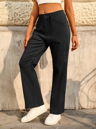 Mid-Rise Waist Pants with Pockets Divacious