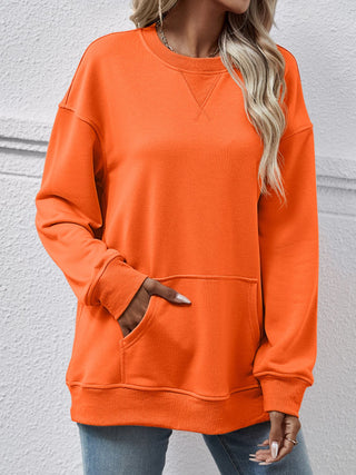 Round Neck Long Sleeve Sweatshirt Divacious