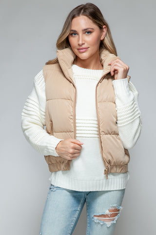 Snobbish Fine Fur Lining Quilted Vest Trendsi