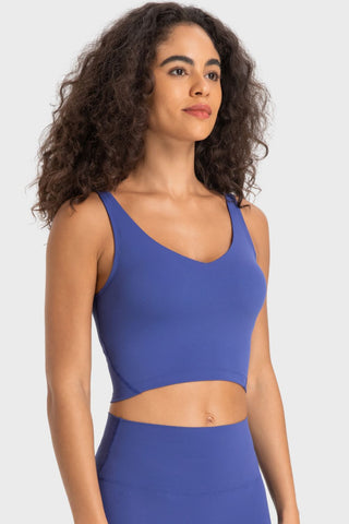 Millennia Deep V-Neck Crop Sports Bra Trendsi