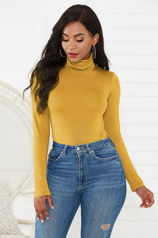 Turtleneck Long Sleeve Bodysuit Divacious