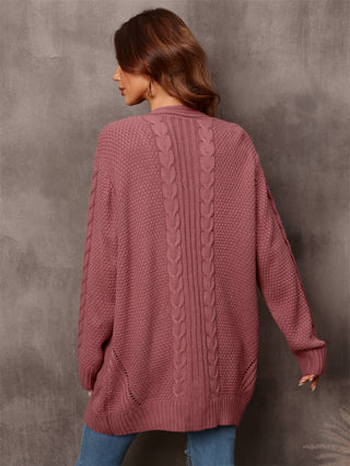 Warm Fall Mixed Knit Open Front Longline Cardigan Divacious