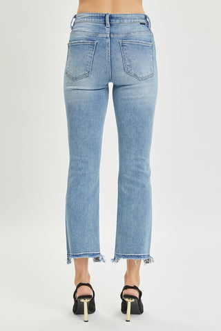 Full Size High Rise Distressed Cropped Straight Jeans Divacious