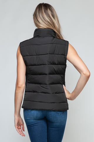 Snobbish Zip Up Turtleneck Vest with Pockets Trendsi