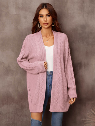 Warm Fall Mixed Knit Open Front Longline Cardigan Divacious