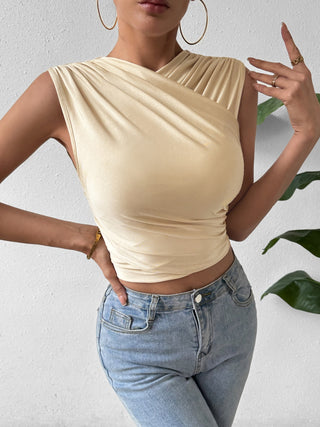 Ruched Surplice Cropped Tank Divacious