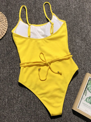 Ribbed Tie Waist One-Piece Swimsuit Divacious