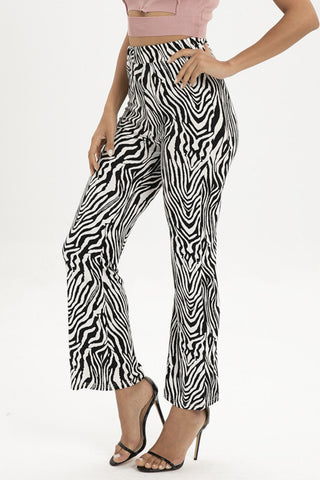 Zebra Print Straight Leg Pants Divacious