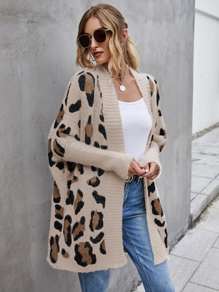 Leopard Pattern Fuzzy Cardigan Divacious