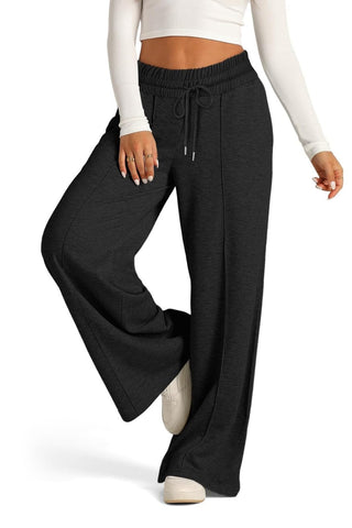 Drawstring Elastic Waist Wide Leg Pants - Divacious