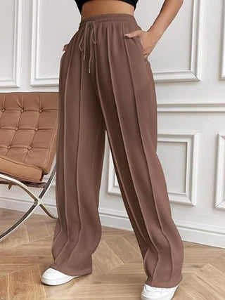 Drawstring Wide Leg Pants with Pockets - Divacious