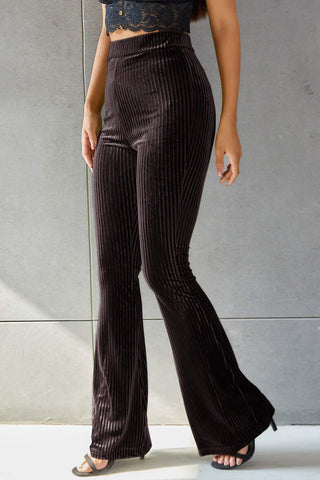 Ribbed High Waist Flare Pants Divacious