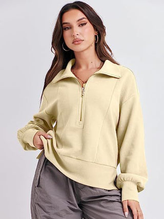 Half Zip Up Collared Sweatshirts Divacious