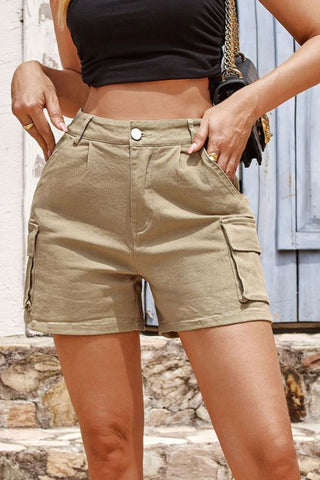 Pocketed High Waist Shorts Divacious