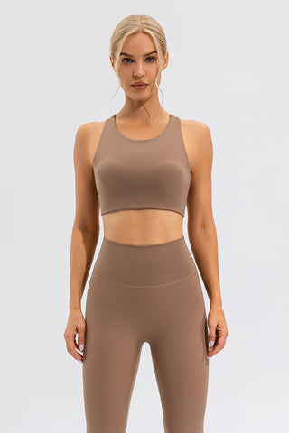 Round Neck Cutout Cropped Active Tank Trendsi