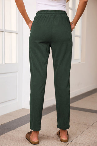 Drawstring Straight Pants with Pockets Divacious