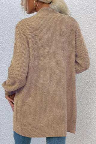 Open Front Rib-Knit Cardigan with Pockets Divacious