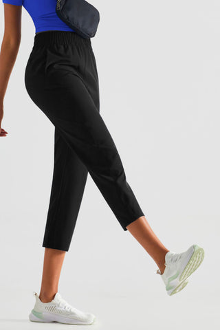 Elastic Waist Cropped Sports Pants Trendsi