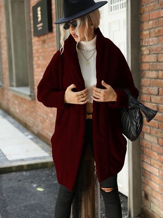 Open Front Hooded Teddy Coat Divacious