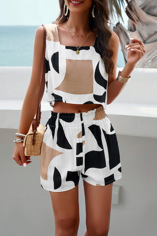 Devine Printed Cropped Tank and Shorts Set Trendsi