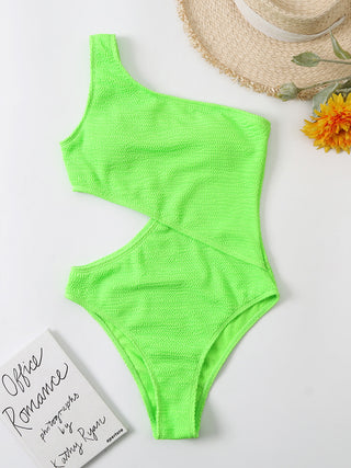 Cutout One Shoulder One-Piece Swimwear Divacious