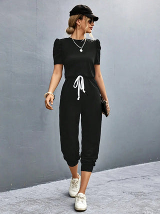 Round Neck Short Sleeve Jumpsuit Divacious