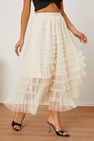 Ruched High Waist Tiered Skirt - Divacious