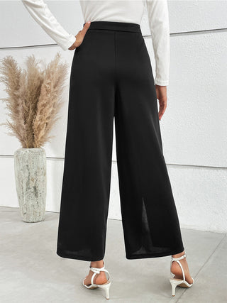 Chain Detail Slit Straight Pants Divacious