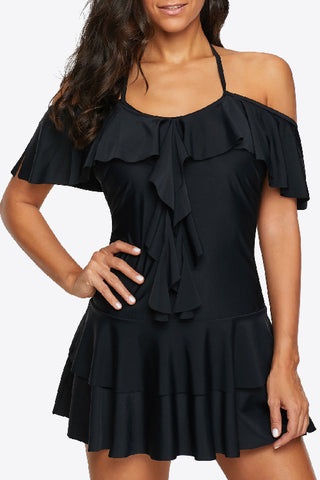 Ruffled Cold-Shoulder Two-Piece Swimsuit Divacious