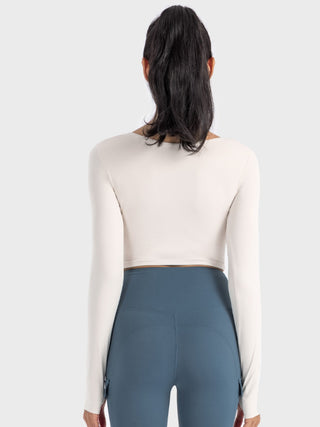 Millennia Ruched Cropped Long Sleeve Sports Top Trendsi