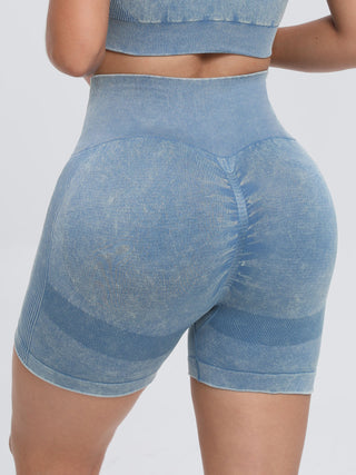 Washed High Waist Active Shorts Divacious