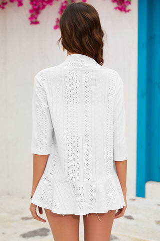 Eyelet Open Front Cardigan Divacious