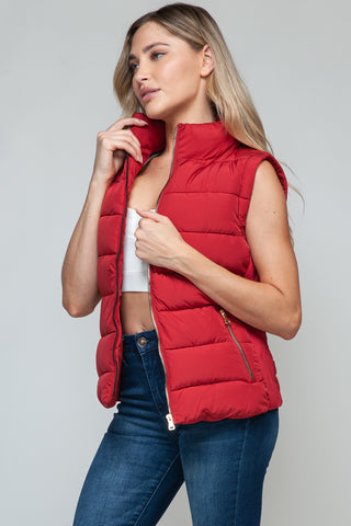 Snobbish Zip Up Turtleneck Vest with Pockets Trendsi