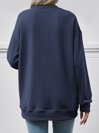 Round Neck Long Sleeve Sweatshirt Divacious