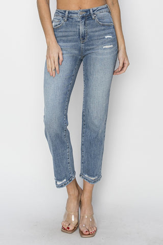 Full Size High Waist Distressed Cropped Jeans Divacious