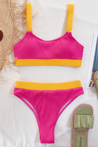 Color Block Scoop Neck Bikini Set Divacious