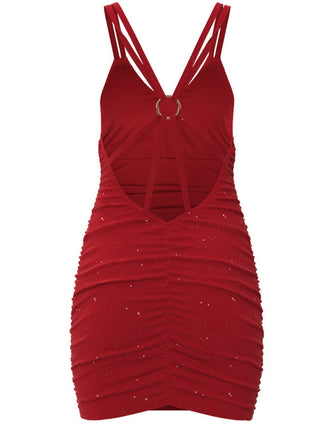 Glitter Double Spaghetti Straps Mini Dress Trendsi