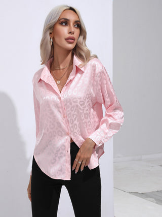 Printed Collared Neck Buttoned Shirt Divacious