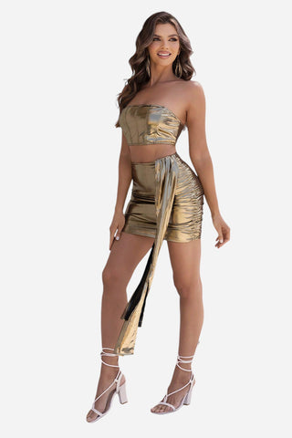 Tube Top and Ruched Skirt Set Trendsi