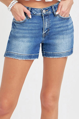 Low Rise Slit Denim Shorts Divacious