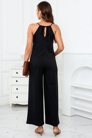 Scoop Neck Wide Leg Jumpsuit with Pockets Divacious