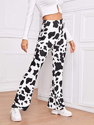 Cow Print High Waist Flare Pants Divacious