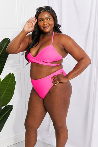 Marina West Swim Summer Splash Halter Bikini Set in Pink Divacious