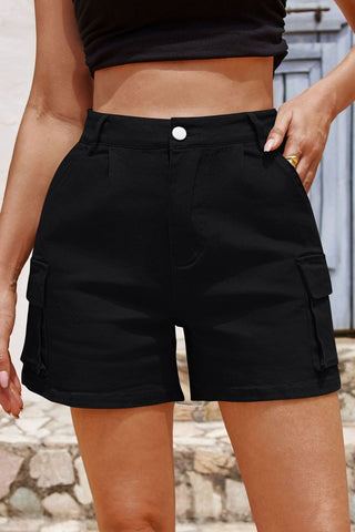 Pocketed High Waist Shorts Divacious