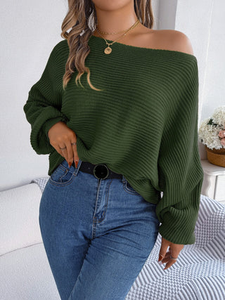 One-Shoulder Lantern Sleeve Sweater Divacious