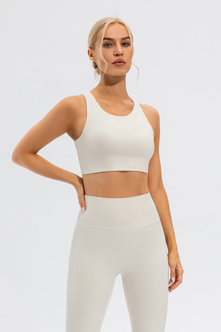 Round Neck Cutout Cropped Active Tank Trendsi