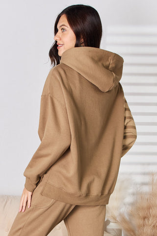 Drawstring Drop Shoulder Long Sleeve Hoodie Divacious