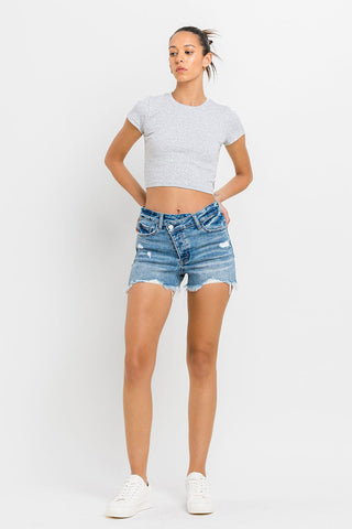 Lovervet Stepped Waist Raw Hem Denim Shorts Divacious