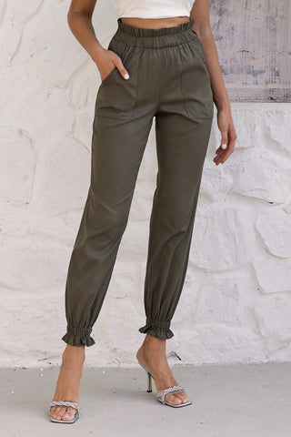 Paperbag Waist Pants with Pockets Divacious