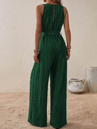 Tied Surplice Sleeveless Wide Leg Jumpsuit Divacious